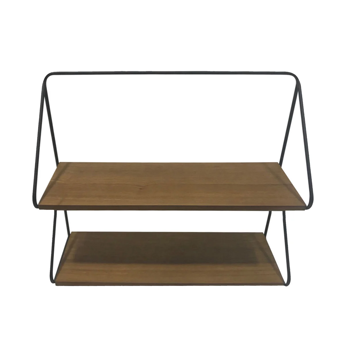 Sagebrook Home Metal /Wood 20`` 2 Teier Wall Shelf, Black/Brwn