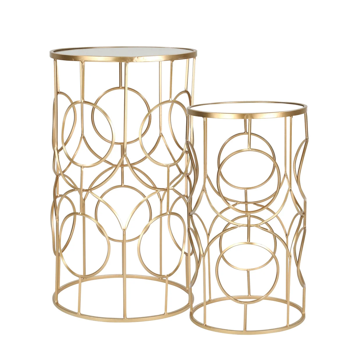 Sagebrook Home Set of 2 Metal /Mirror 28 /24`` Accent Tables, Gold
