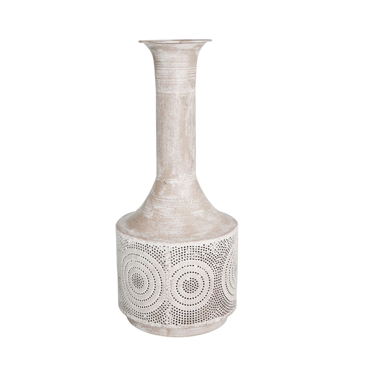 Sagebrook Home Metal 19" Textured Vase, White