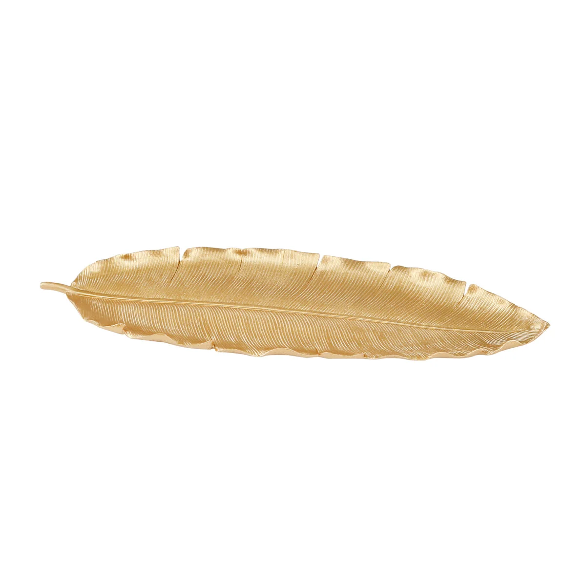 Sagebrook Home Polyresin 16`` Banana Leaf Tray, Gold