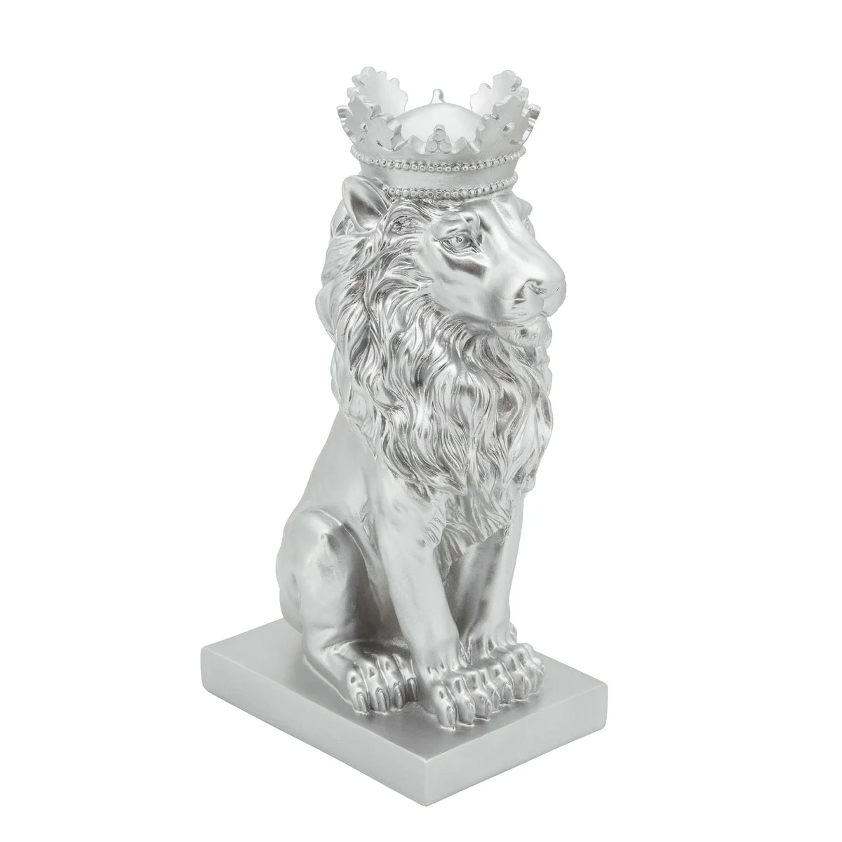 Sagebrook Home Polyresin 14" Lion Figurine W/Crown, Silver