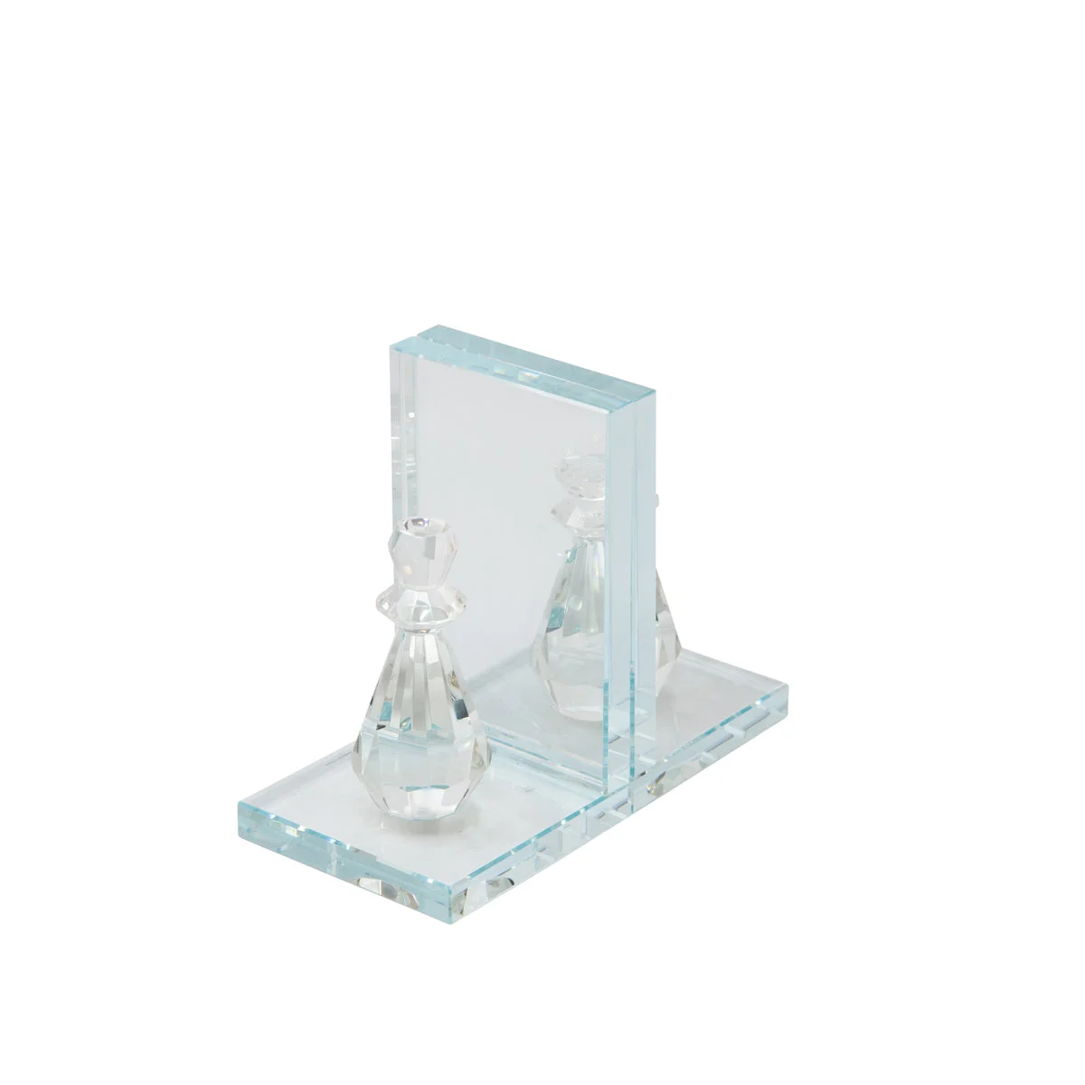 Sagebrook Home 14462-02 4" Crystal Chess Piece Bookends, Clear, Set of 2