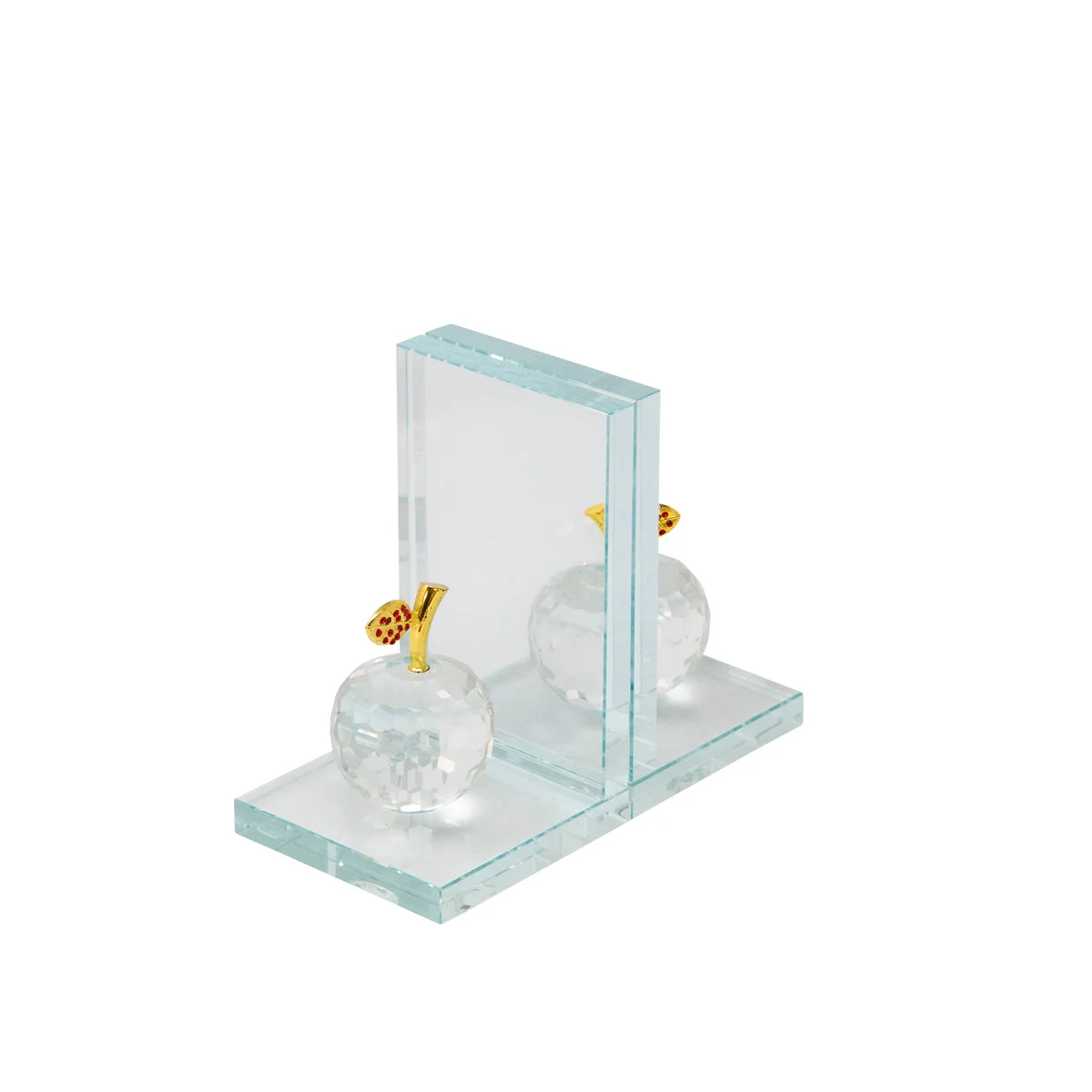 Sagebrook Home 14462-05 4" Crystal Apple Bookends, Clear, Set of 2