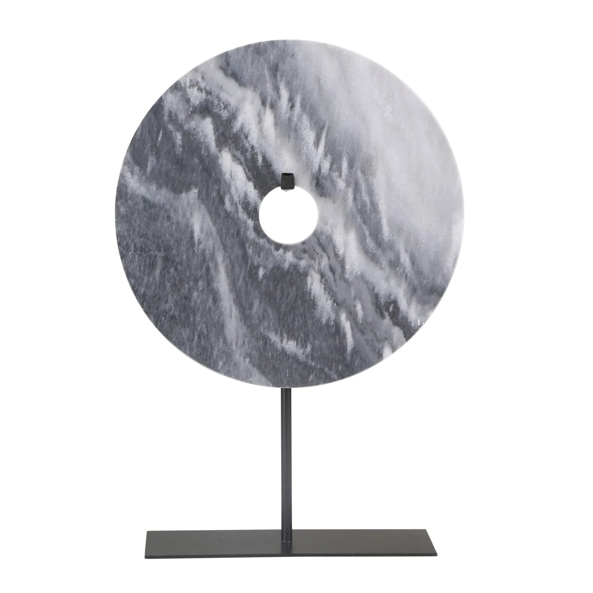 Sagebrook Home Marble 18`` H Disk On Metal Base, Gray