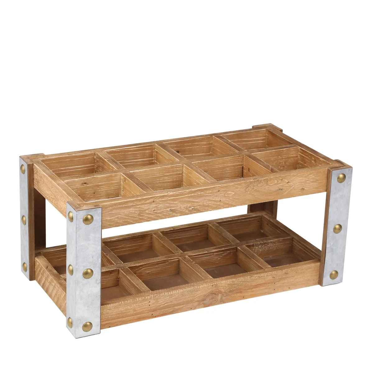 Sagebrook Home 14500 8" Wooden 8-Bottle Wine Rack