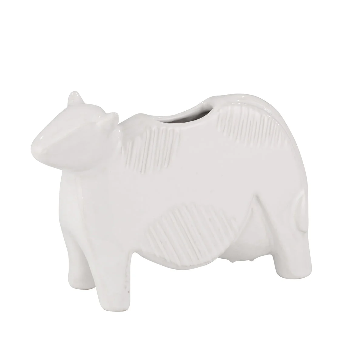 Sagebrook Home 14529 8" Ceramic Cow Planter, White