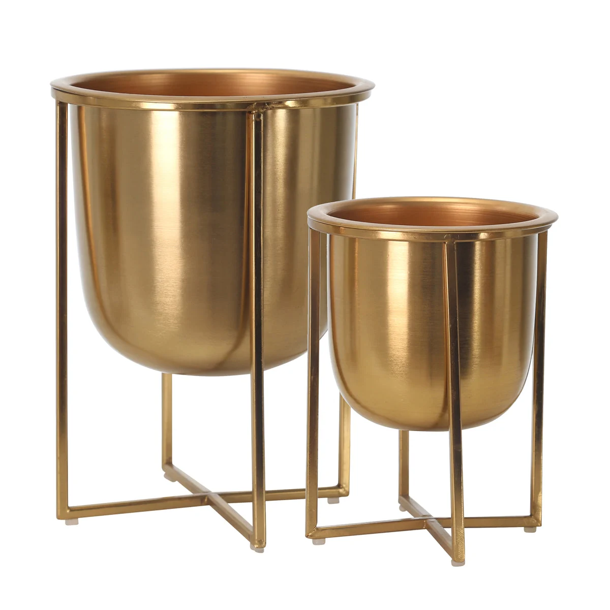 Sagebrook Home Set of 2 Metal Planters On Stand 13/10"H, Gold