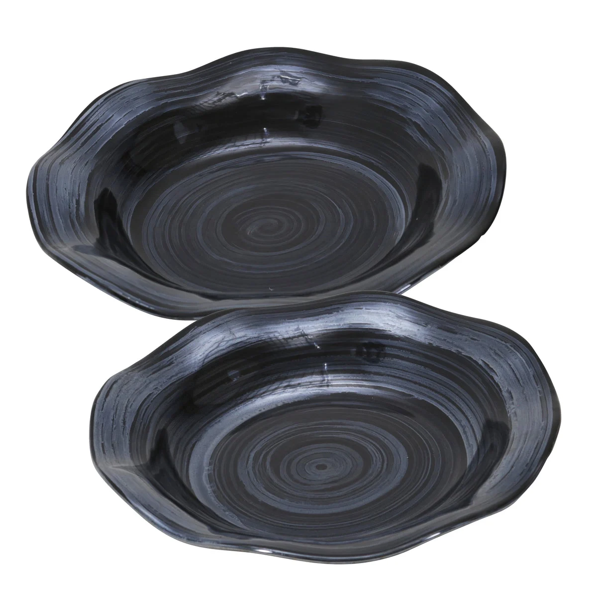 Sagebrook Home Set of 2 Ceramic 17/15`` Decorativeplates, Pearl Black