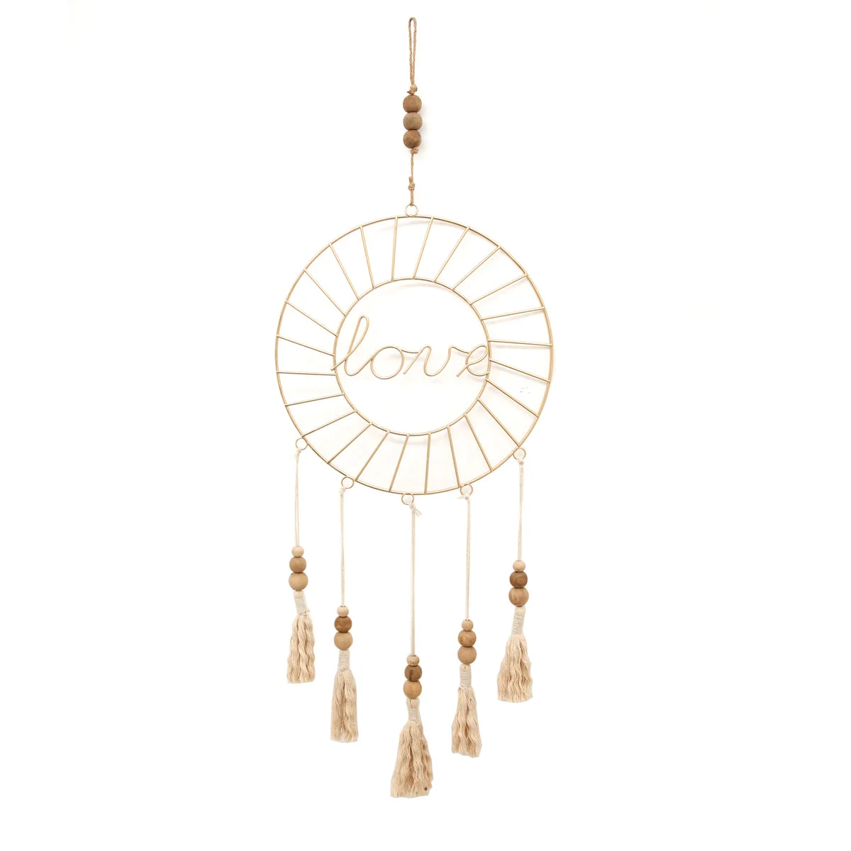 Sagebrook Home 14742 34" Metal Dream Catcher with Tassel, Gold