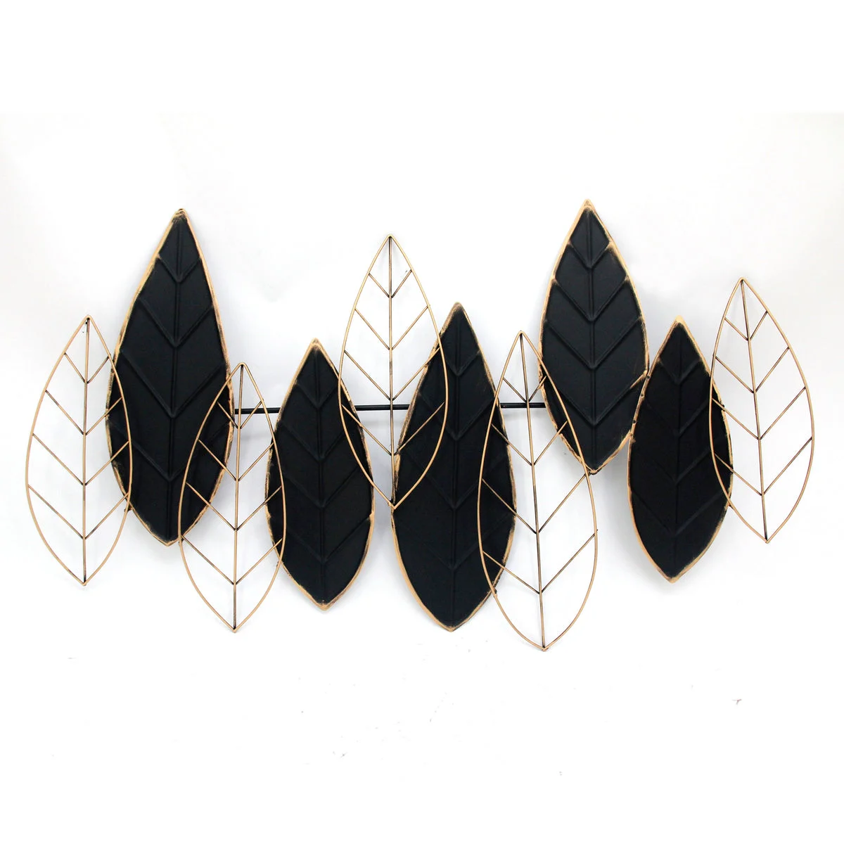 Sagebrook Home 14750 33" Metal Leaf Wall Decor, Black/Gold