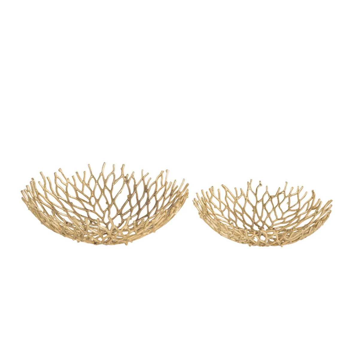 Sagebrook Home Set of 2 Aluminum 13/17`` Branchbowls, Gold