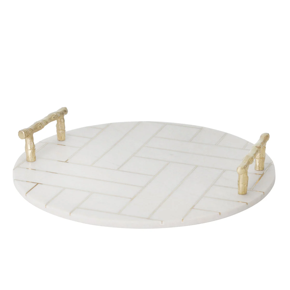 Sagebrook Home Marble / Aluminum 16`` Tray, White