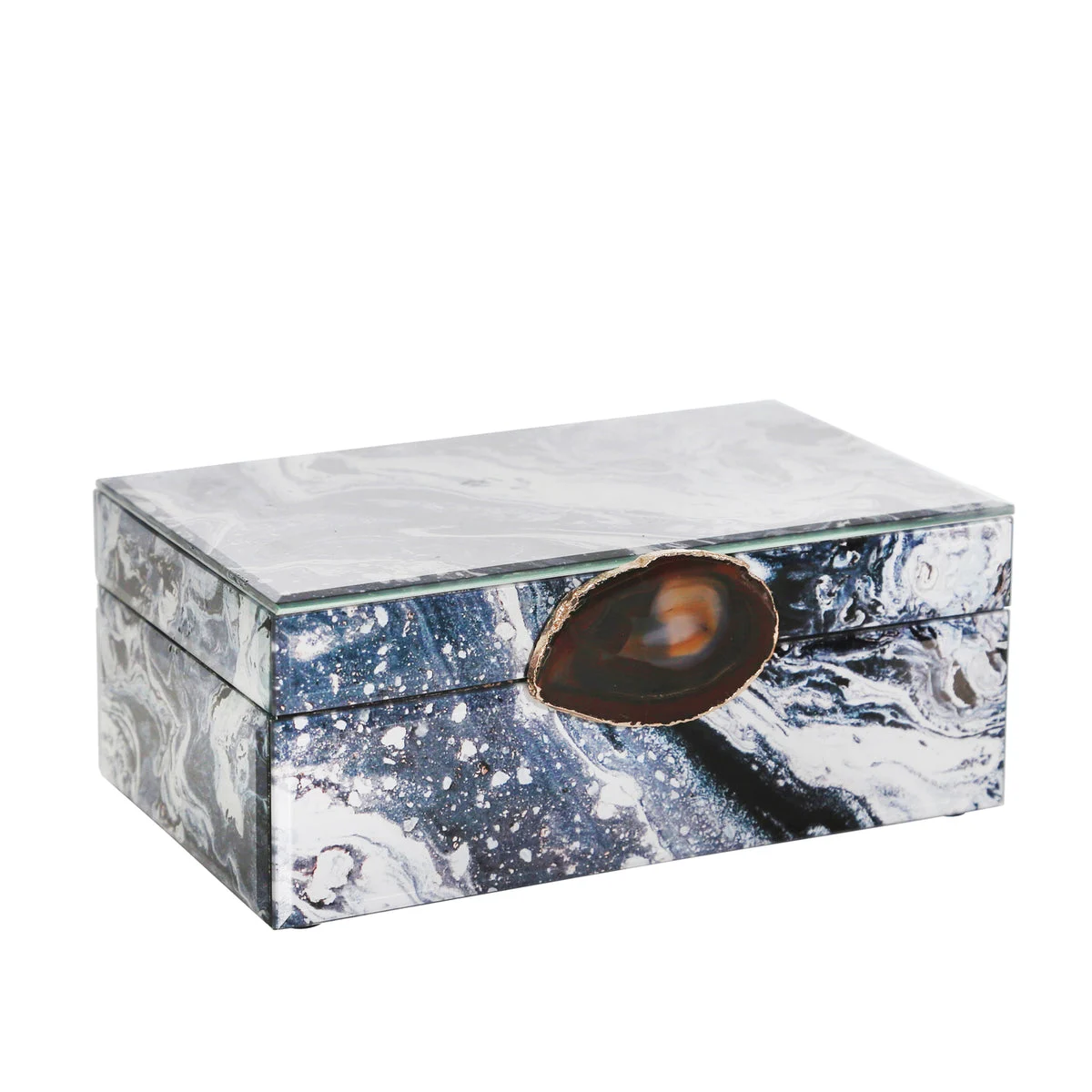 Sagebrook Home Wood / Glass 9X5`` Marble Design Jewelry Box, Multi