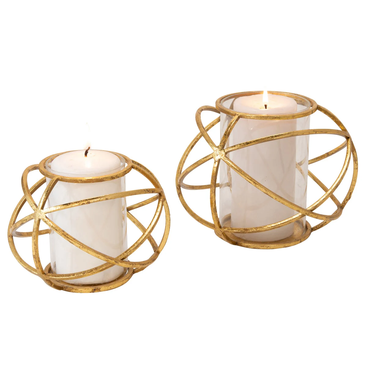 Sagebrook Home 14875 6" Orb Candle Holder, Gold, Set of 2