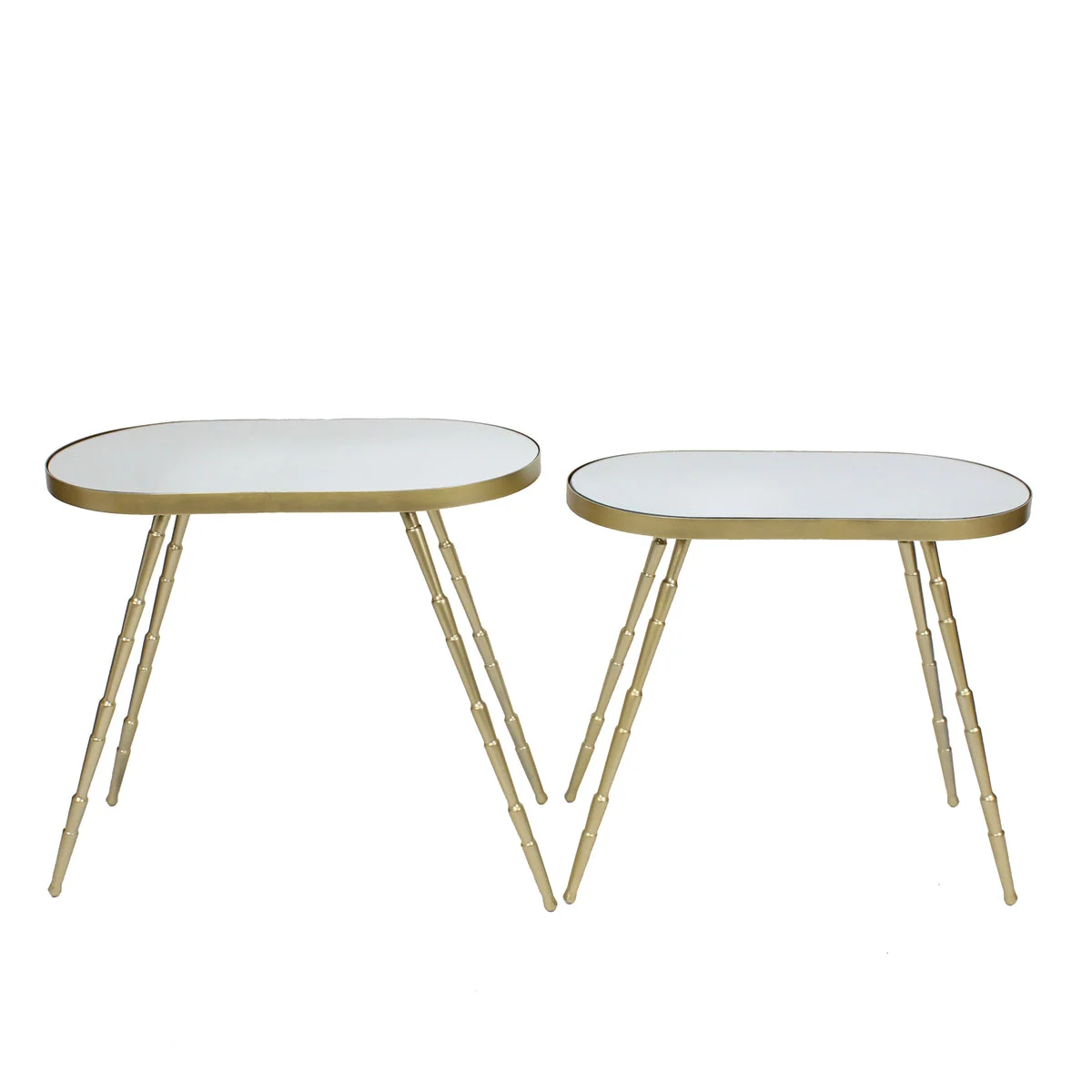 Sagebrook Home Set of 2 Metal/Mirror 24/26`` Accent Tables, Gold Kd