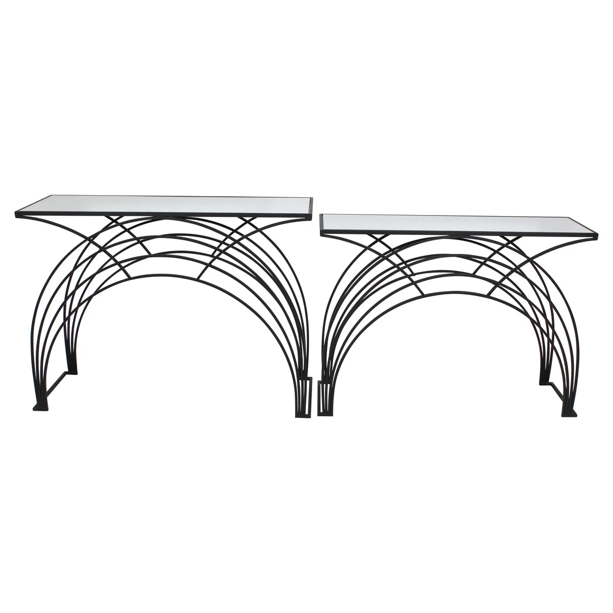 Sagebrook Home Set of 2 Metal/Marble 29/31`` Arch Accent Tables, Black