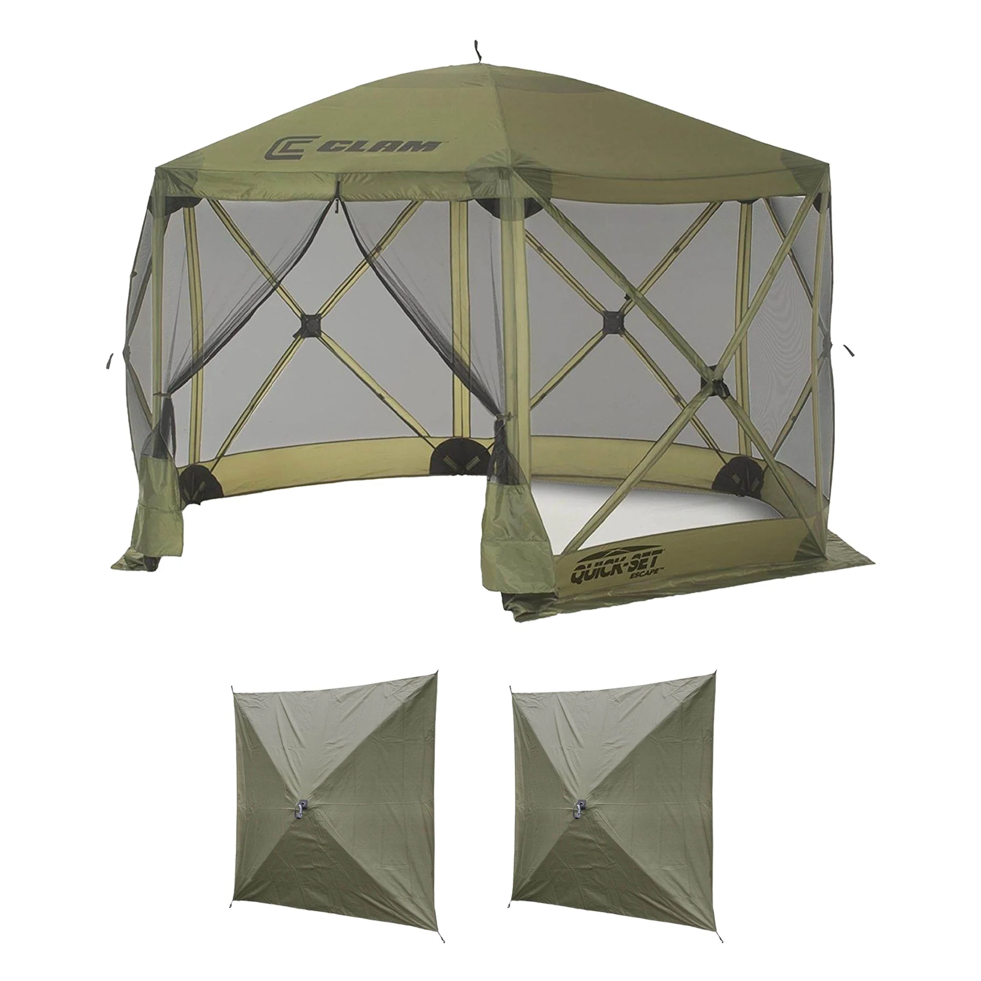 Clam Quick Set Escape Portable Canopy Shelter with Wind & Sun Panels, (2 pack)