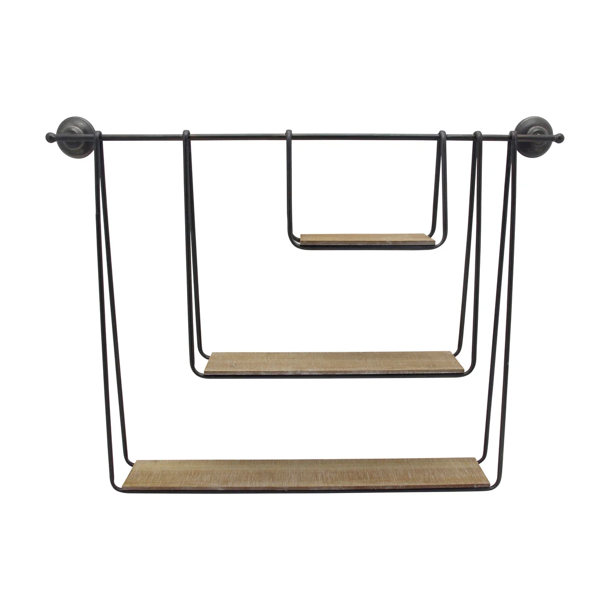 Sagebrook Home Metal/Wood 29`` 3-Tier Hanging Wall Shelf, Brown