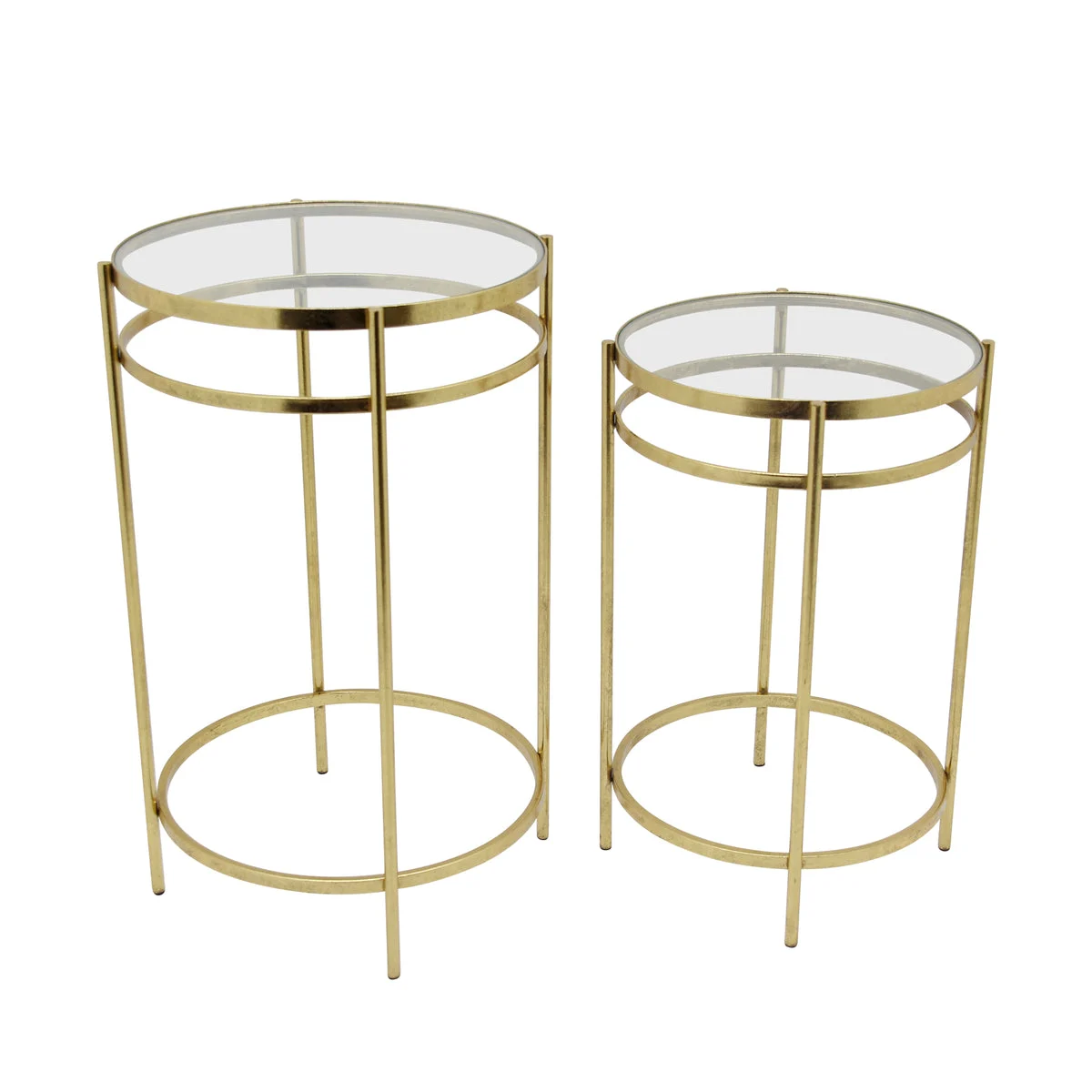 Sagebrook Home Set of 2 Metal Round Accent Tables 26/22``, Gold