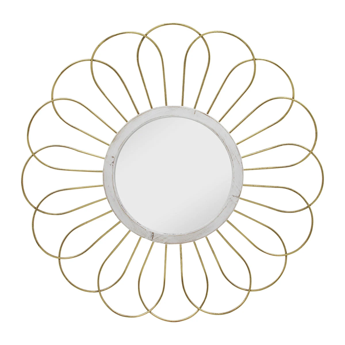 Sagebrook Home 14917 35" Metal Daisy Mirror, Gold Wb