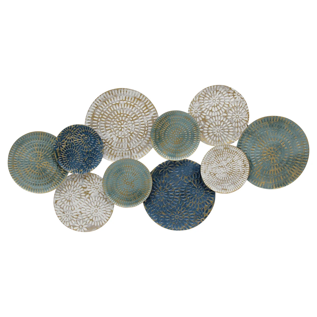 Sagebrook Home Metal 44`` Circles Wall Decor, Blue/White/Teal Wb
