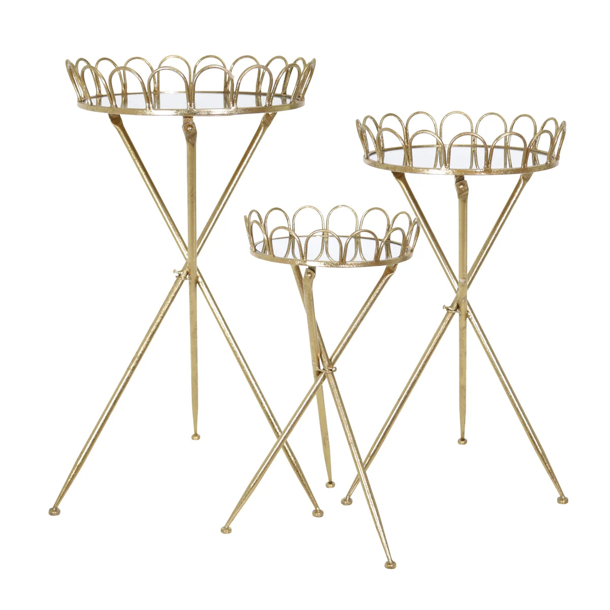 Sagebrook Home Set of 3 Metal Accent Tables 32/28/24``, Gold Kd