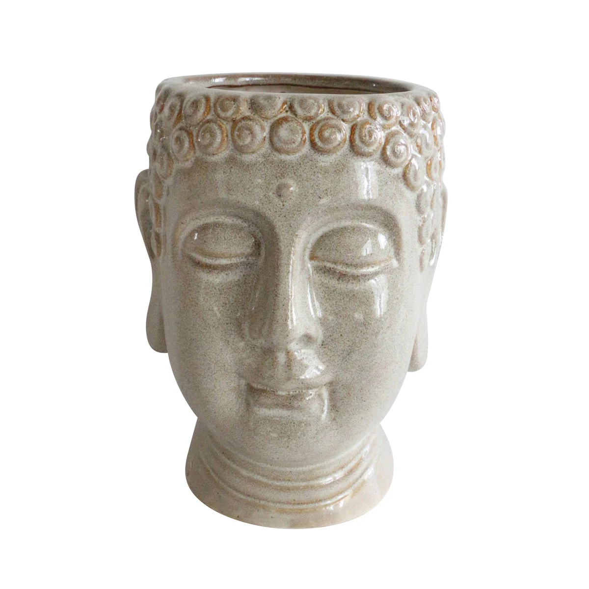 Sagebrook Home Ceramic 8" Buddha Head Planter, Gray