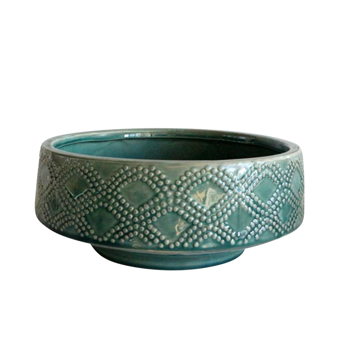 Sagebrook Home Ceramic 11`` Dotted Bowl Planter, Green
