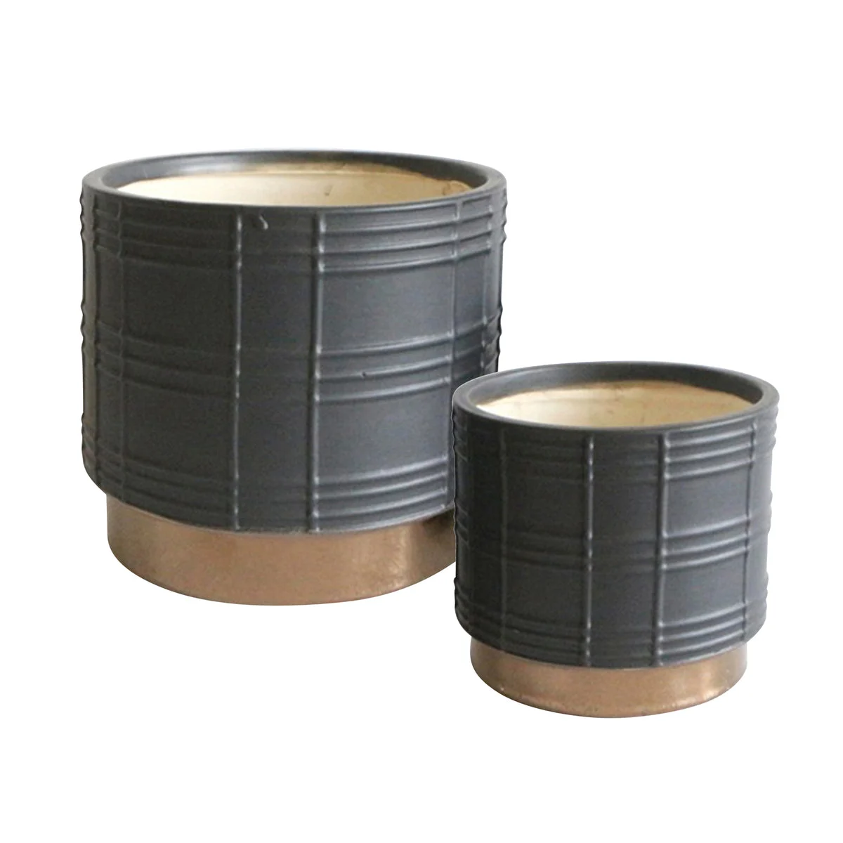 Sagebrook Home Set of 2 Metallic Planters  6/8", Black