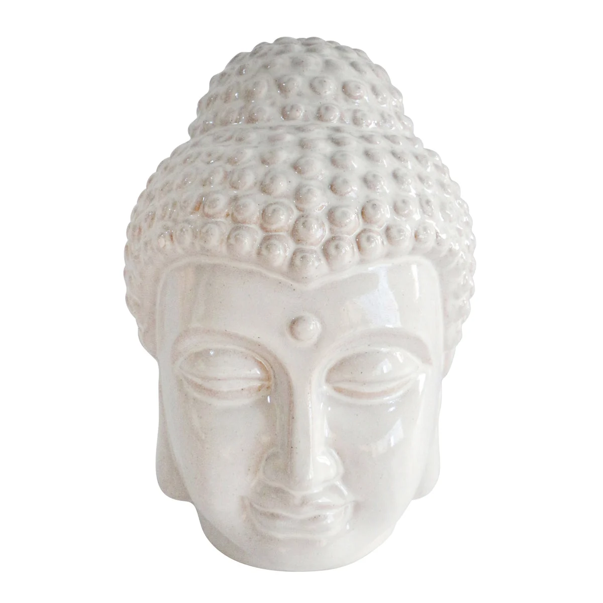 Sagebrook Home Ceramic 11`` Buddha Head Figurine, Ivory