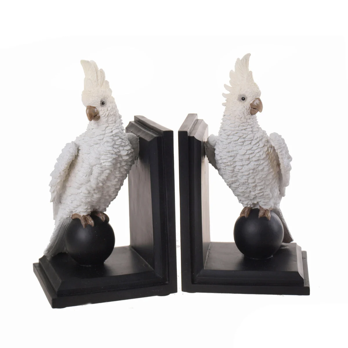 Sagebrook Home Set of 2 Polyresin 9``H Cockatiel Bookends, White/Black