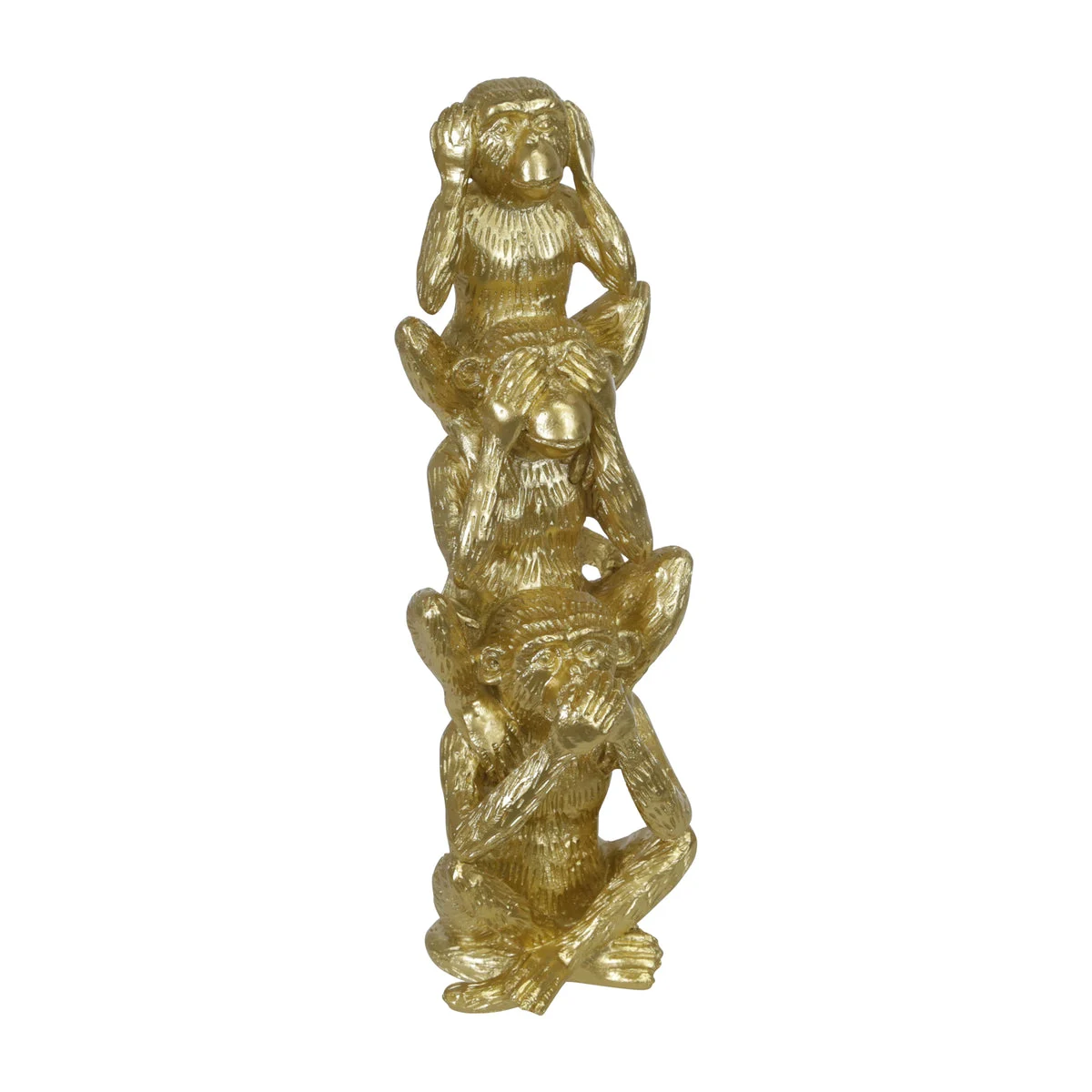 Sagebrook Home 14974 12" Polyresin Stacking Monkeys Decor, Gold