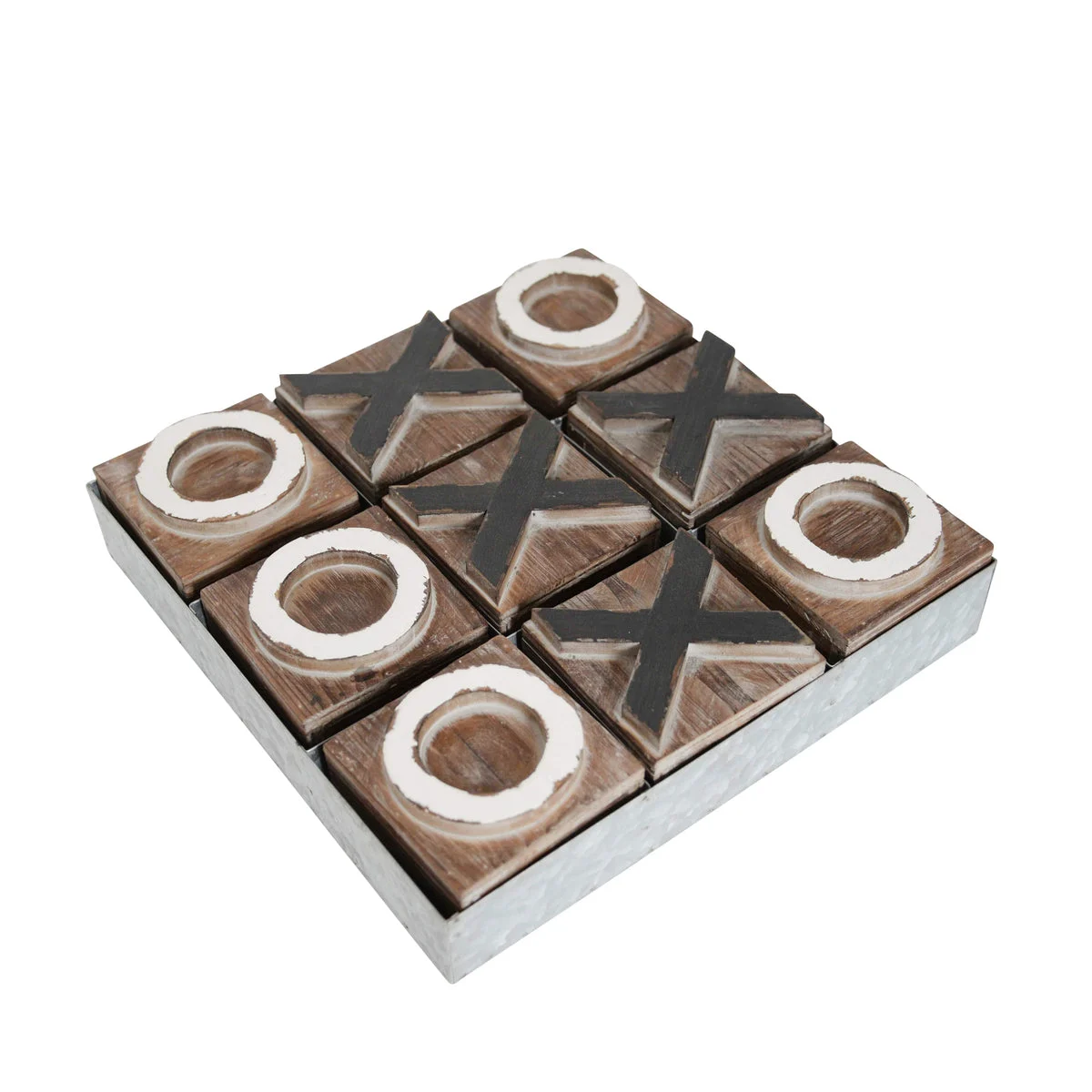 Sagebrook Home Wood 12`` Tic Tac Toe Table Decor, Brown