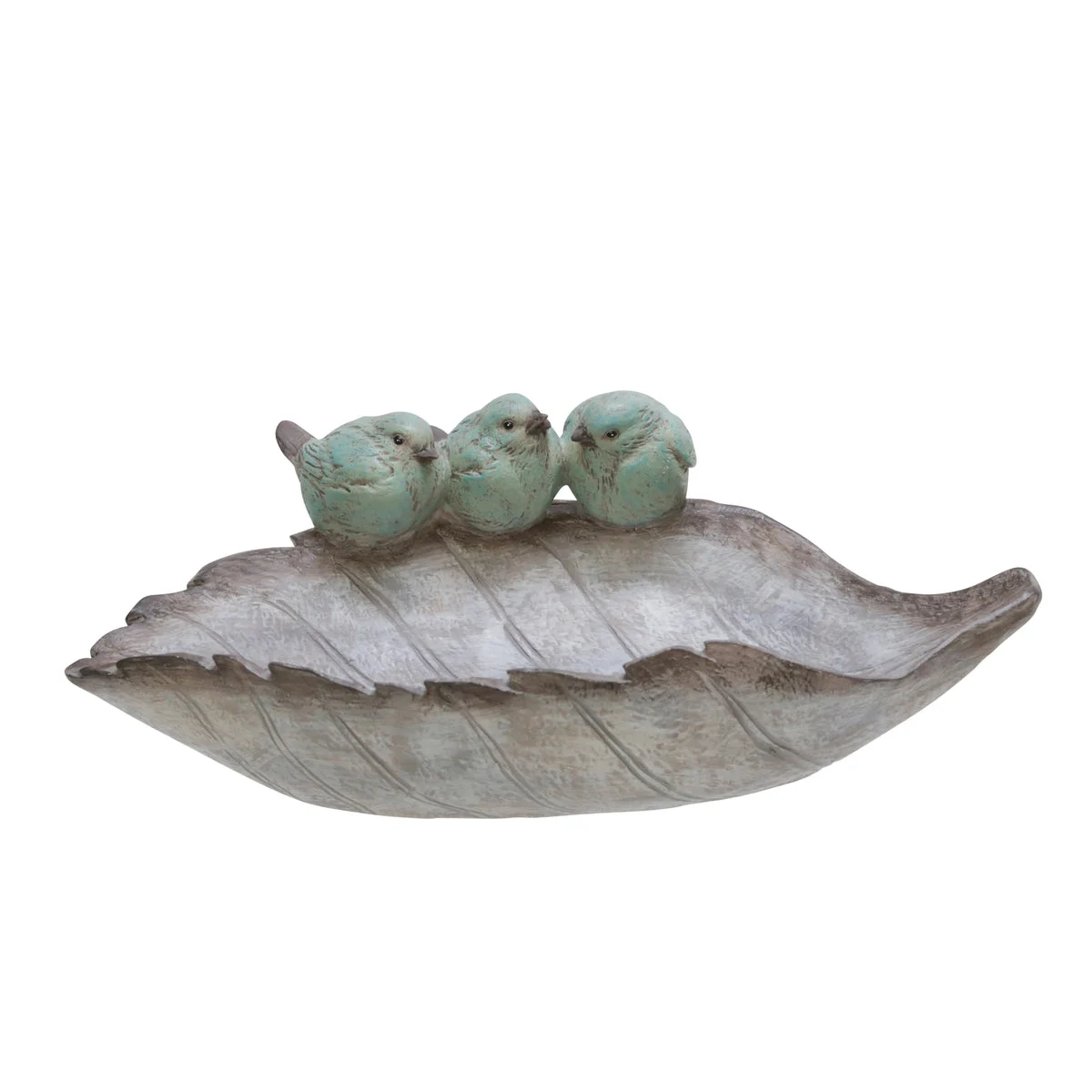Sagebrook Home 15016 13" Polyresin Bird Trio Leaf Decor, Gray/Blue