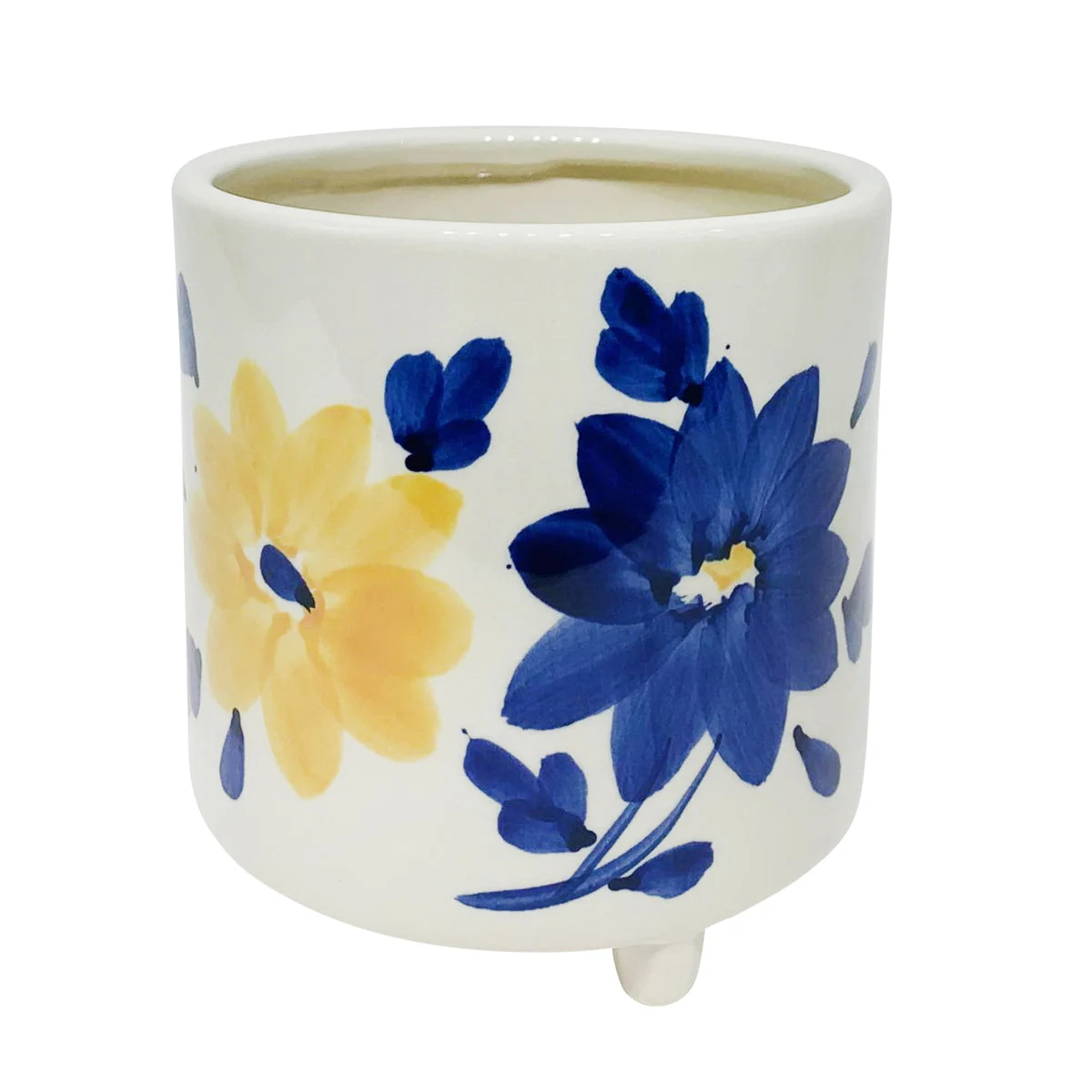 Sagebrook Home Ceramic 6" Footed Flower Planter, Multi