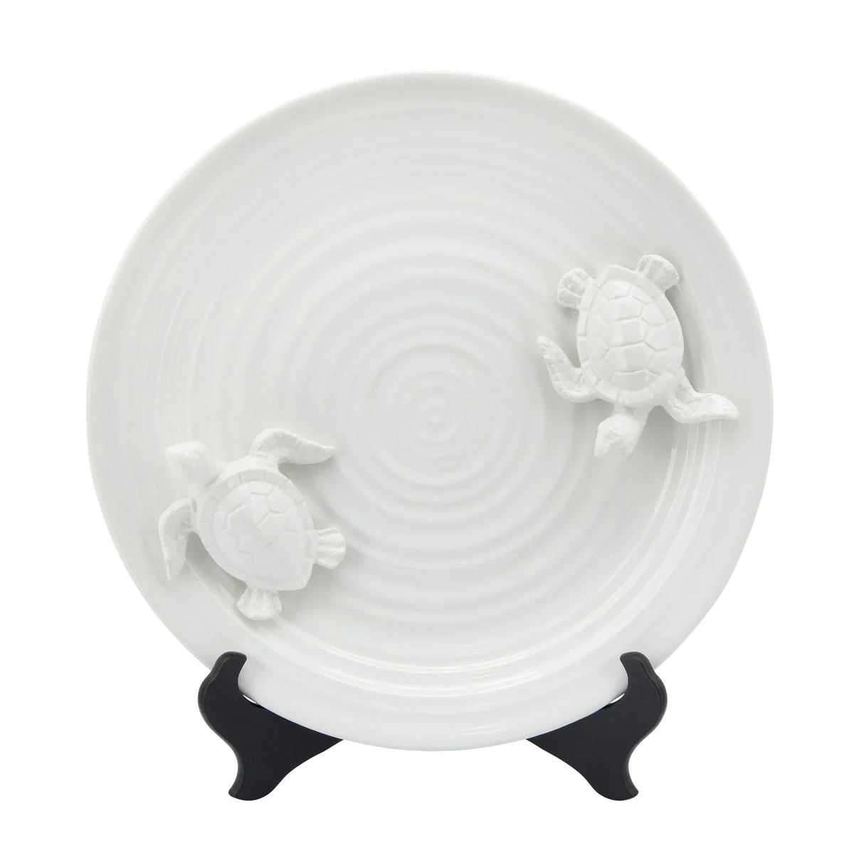 Sagebrook Home Ceramic 14`` Decorative Plate W/ Turtles, White