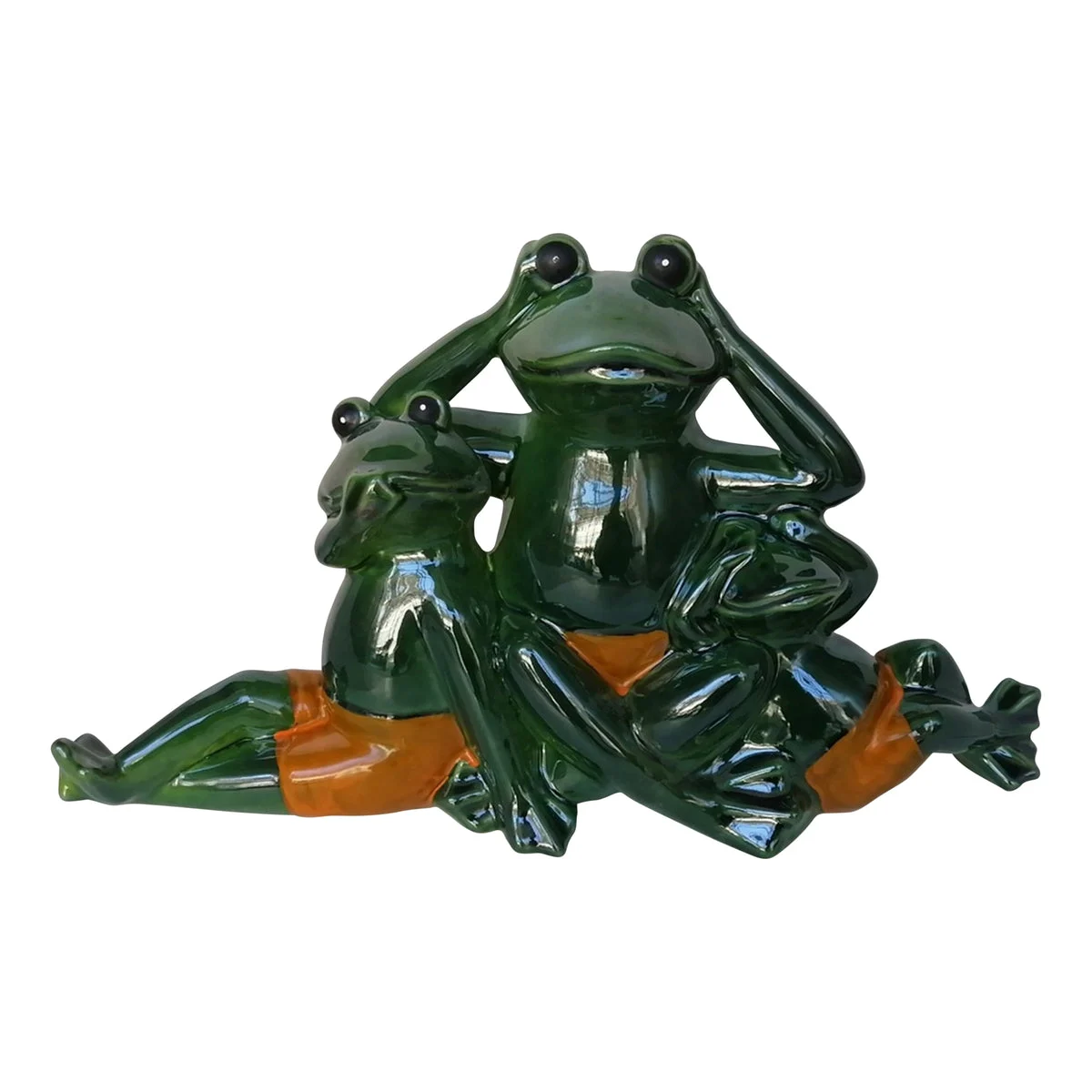 Sagebrook Home Ceramic 9`` No Hear/Speak/See Frogs, Green