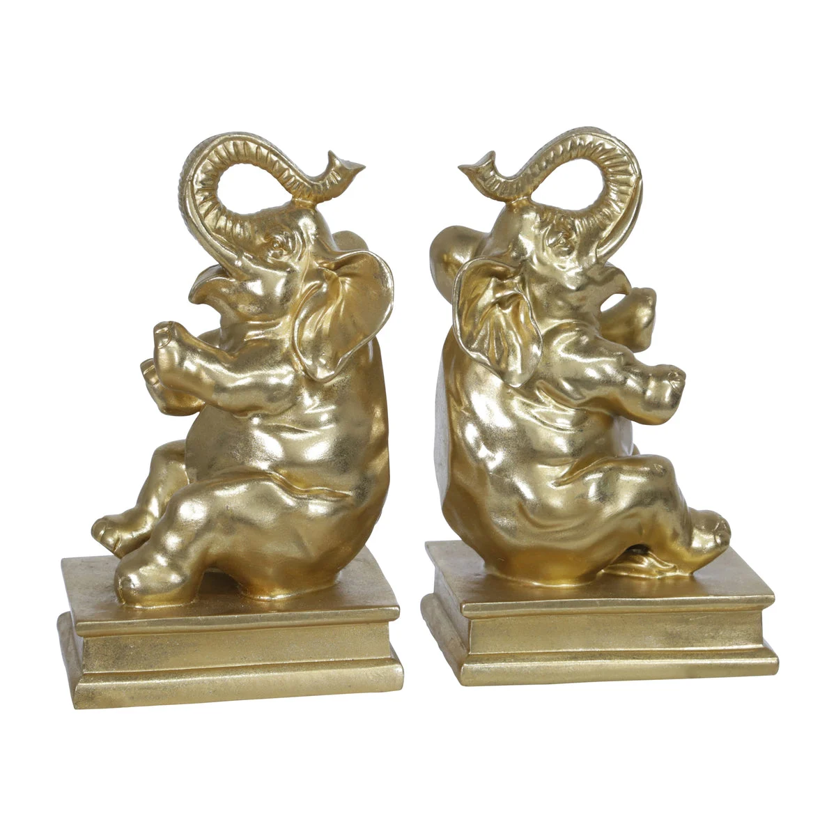 Sagebrook Home Set of 2 Polyresin Elephant Bookends, Gold