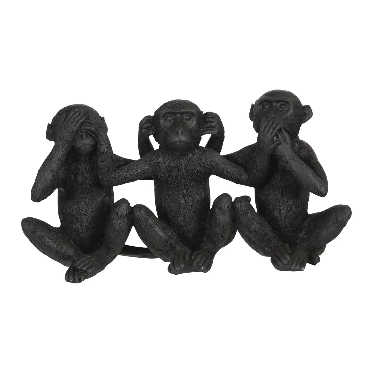 Sagebrook Home Polyresin 6" No See/Hear/Speak Monkey Trio, Black