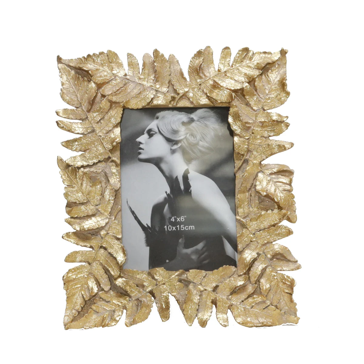 Sagebrook Home Polyresin 4X6 Leaf Photo Frame, Gold