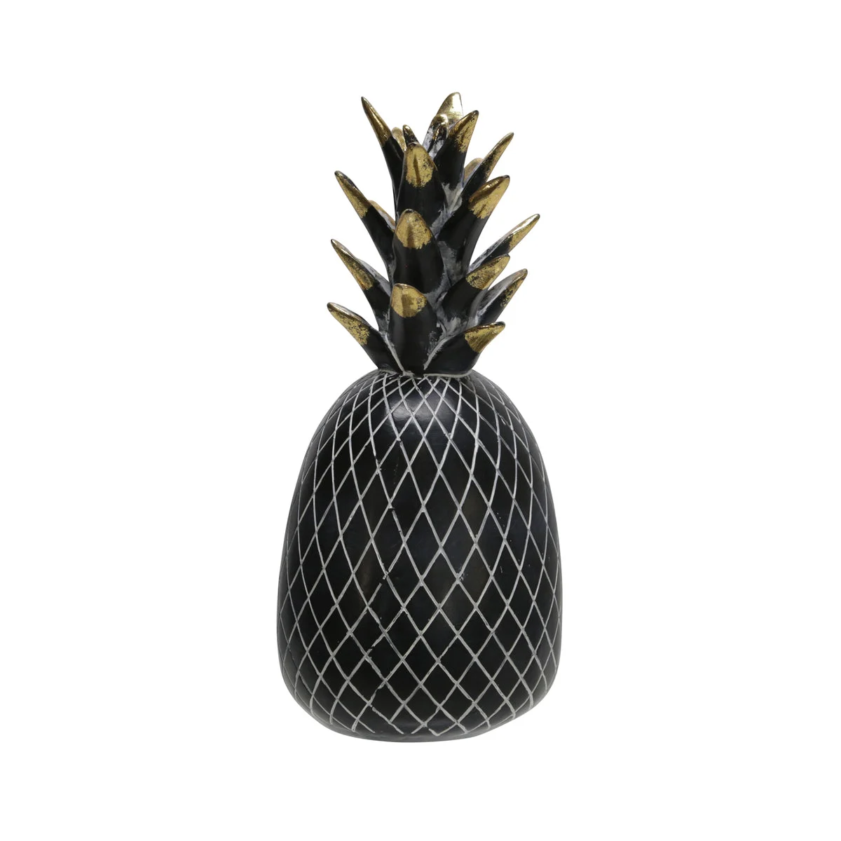 Sagebrook Home Polyresin 8`` Pineapple Decor, Black/Gold