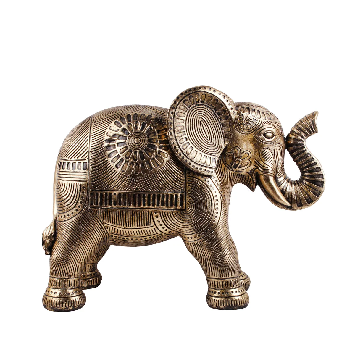 Sagebrook Home Polyresin 11`` Textured Elephant Figurine, Gold
