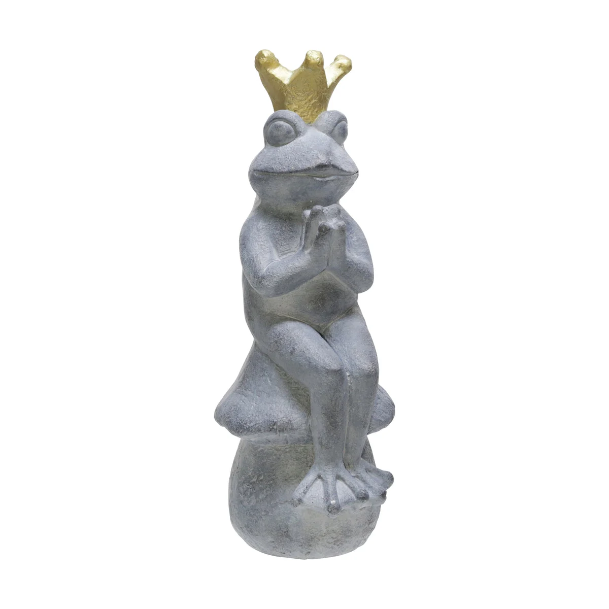 Sagebrook Home 15120 23" Frog with Crown Figurine, Gray
