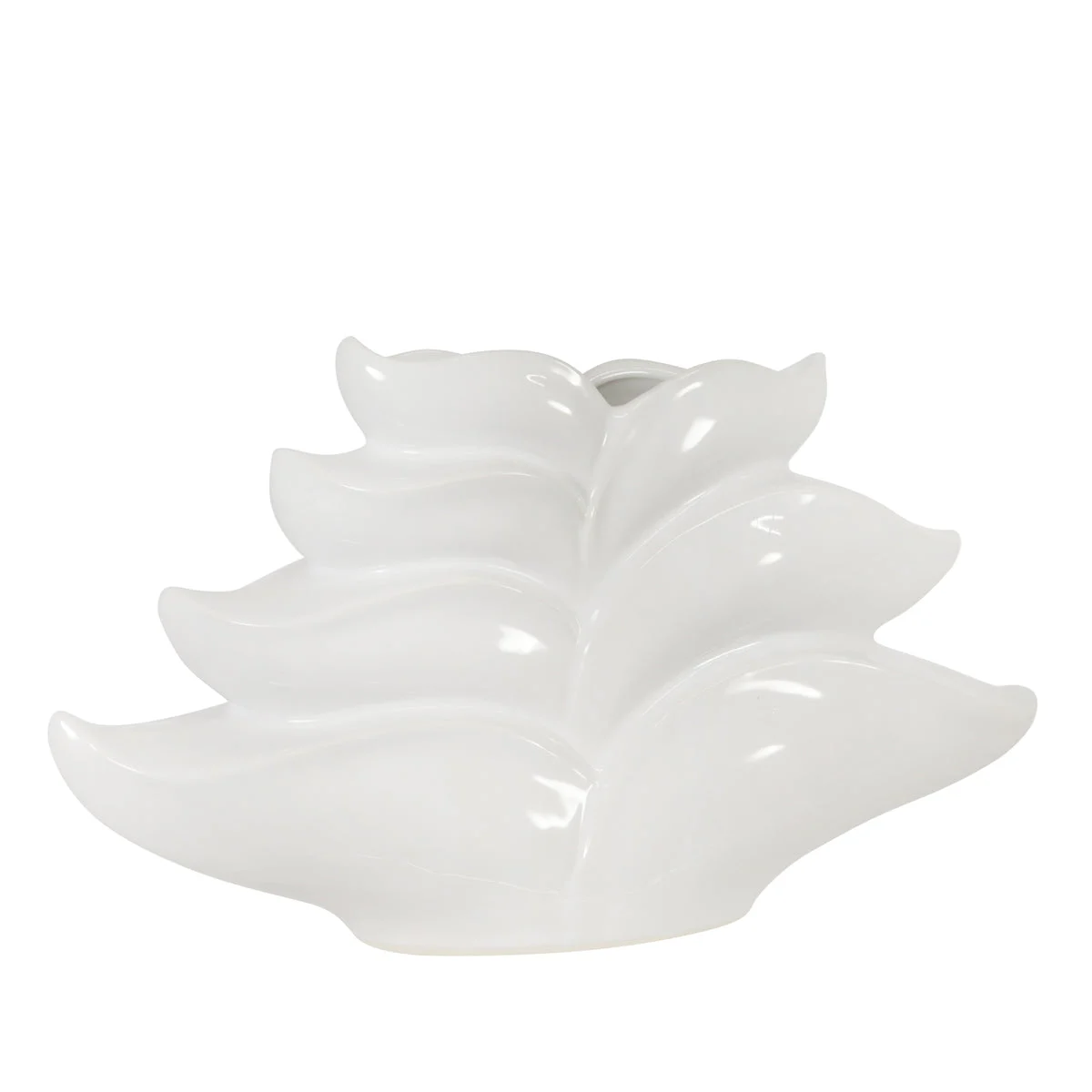 Sagebrook Home Ceramic 9`` Leaf Vase, White