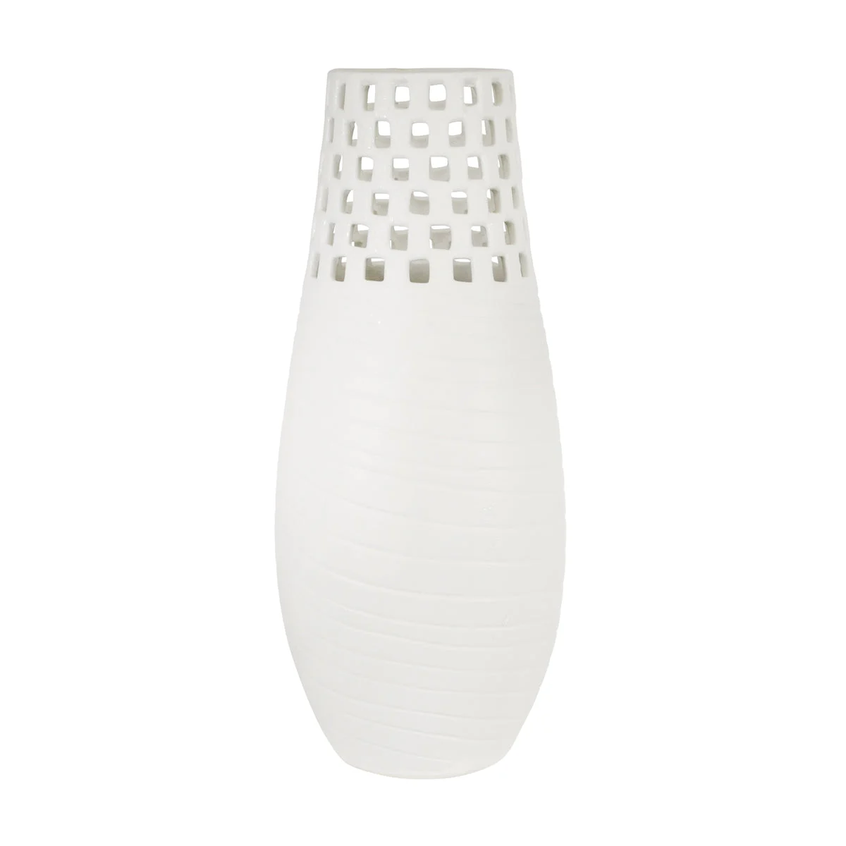 Sagebrook Home Ceramic 20`` Cut-Out Vase, White