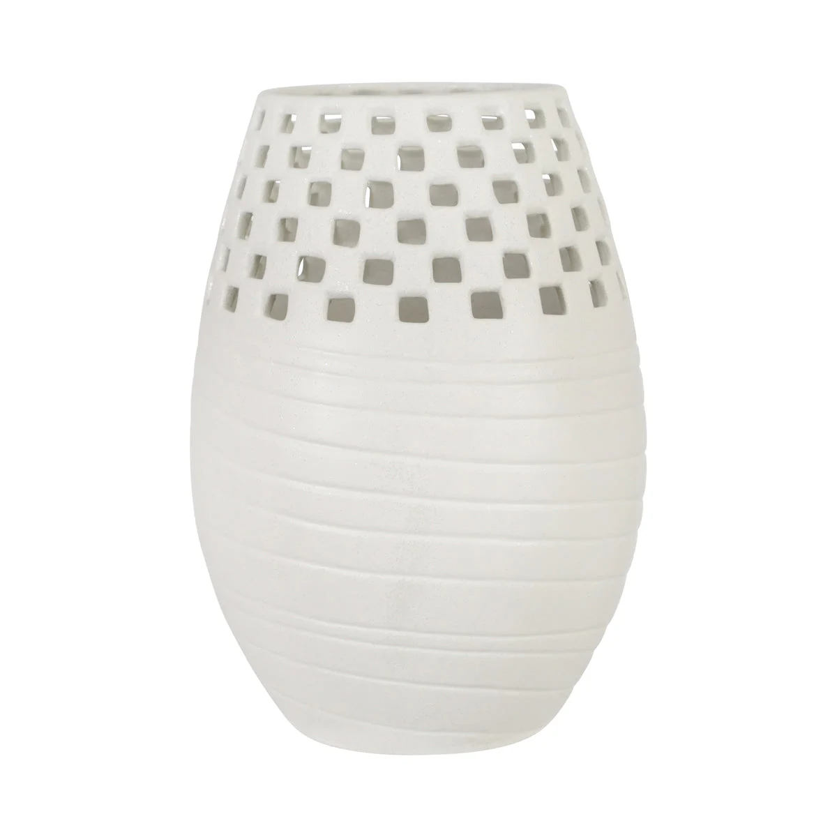 Sagebrook Home Ceramic 13.5`` Cut-Out Vase, White