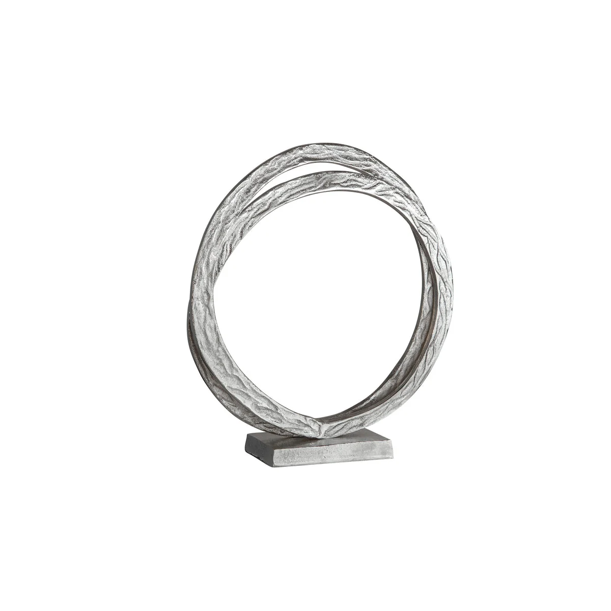 Sagebrook Home Metal 16`` Double Ring Sculpture, Nickel