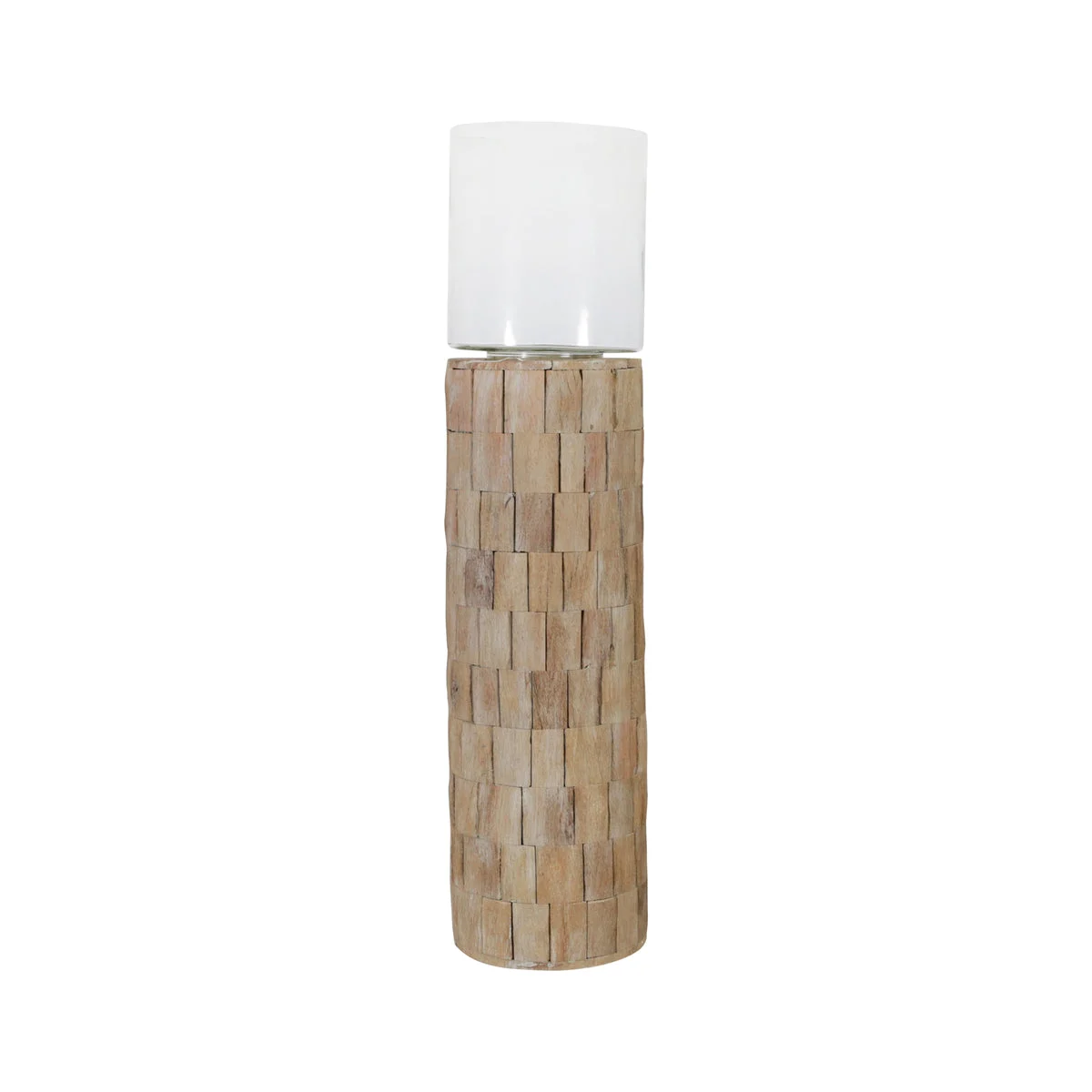 Sagebrook Home 15142-01 41" Wood Mosaic Candle Holder, Brown