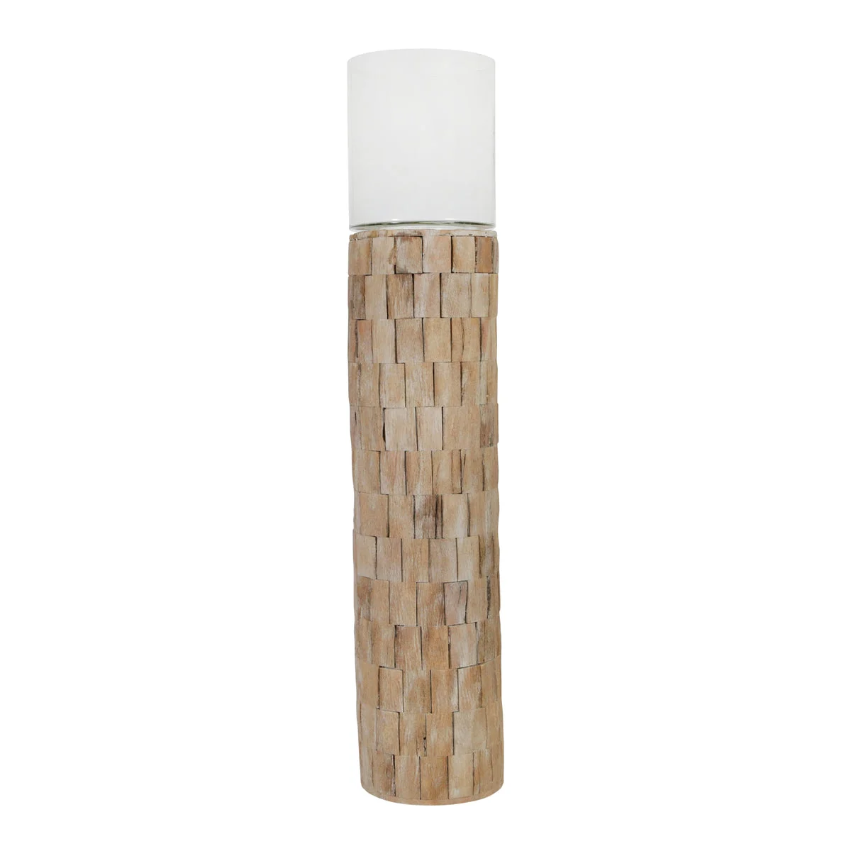 Sagebrook Home 15142-02 49" Wood Mosaic Candle Holder, Brown