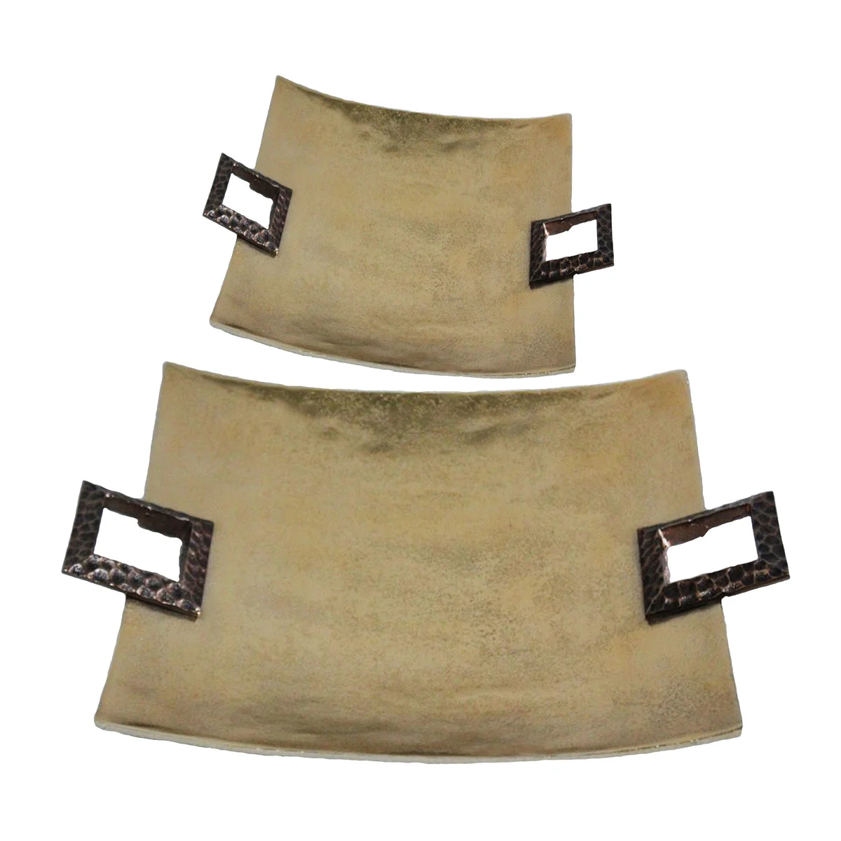 Sagebrook Home Set of 2 Aluminum 16/20`` Square Tray W/ Handle, Gold